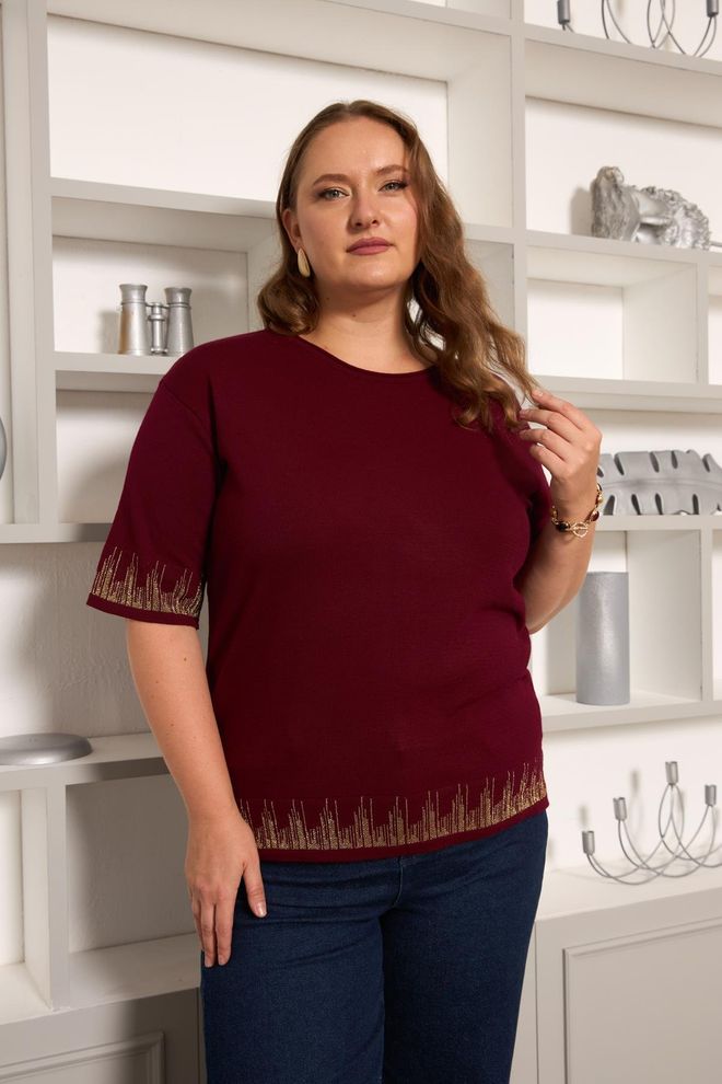 RMG Vermelho Clarete Camisola Roupas por atacado Tamanho grande