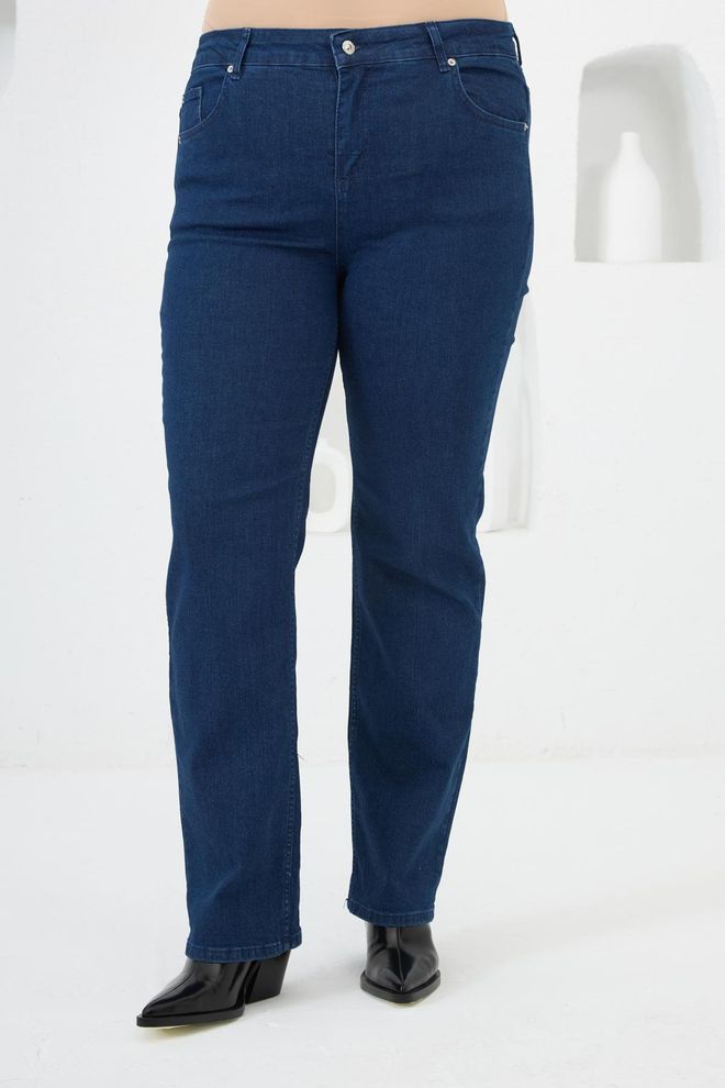RMG Jeans Blu Casual Taglia Forte Mom Con Chiusura Abbottonata Abbigliamento all'ingrosso Taglia forte
