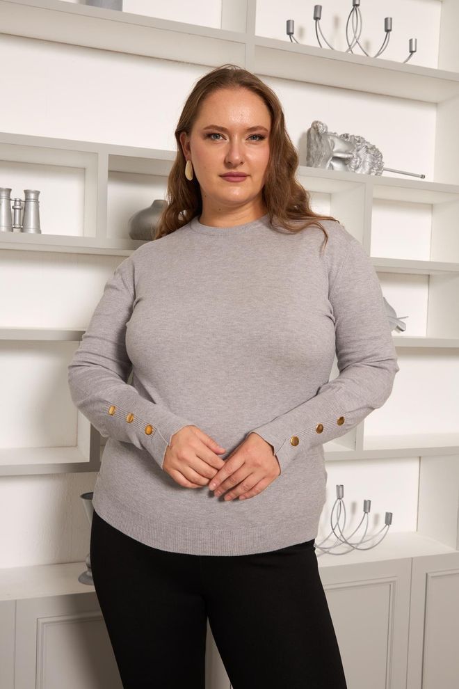 RMG Camisola Cinzento Tamanho Grande Casual Elegante Roupas por atacado Tamanho grande