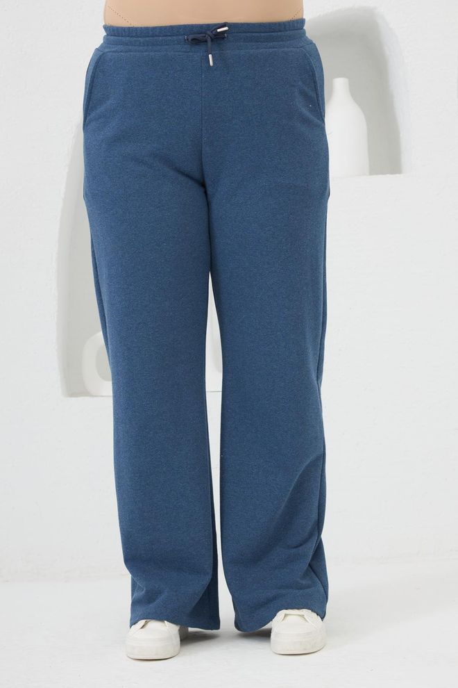 RMG Calças De Fato De Treino Azul Jogger Com Perna Larga E Cordão Roupas por atacado Tamanho grande