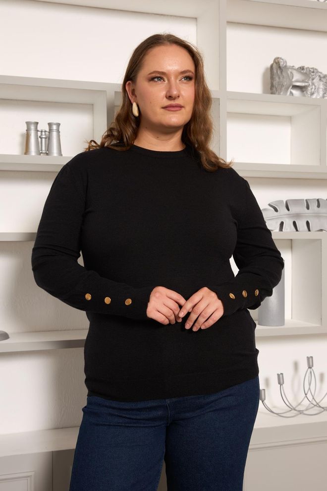 RMG Camisola Preta Tamanho Grande Casual Elegante Roupas por atacado Tamanho grande