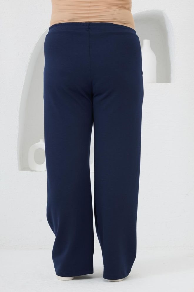 RMG Navy Blue Sweatpants Jogger With Wide Leg And Drawstring Wholesale Clothing Spring