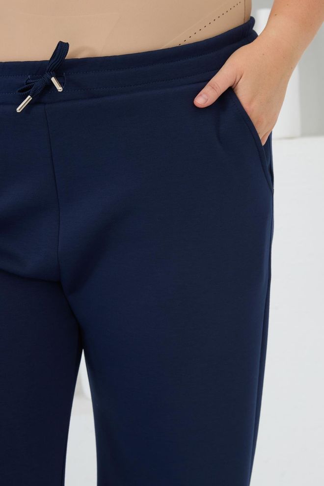 RMG Navy Blue Sweatpants Jogger With Wide Leg And Drawstring Wholesale Clothing Lounge