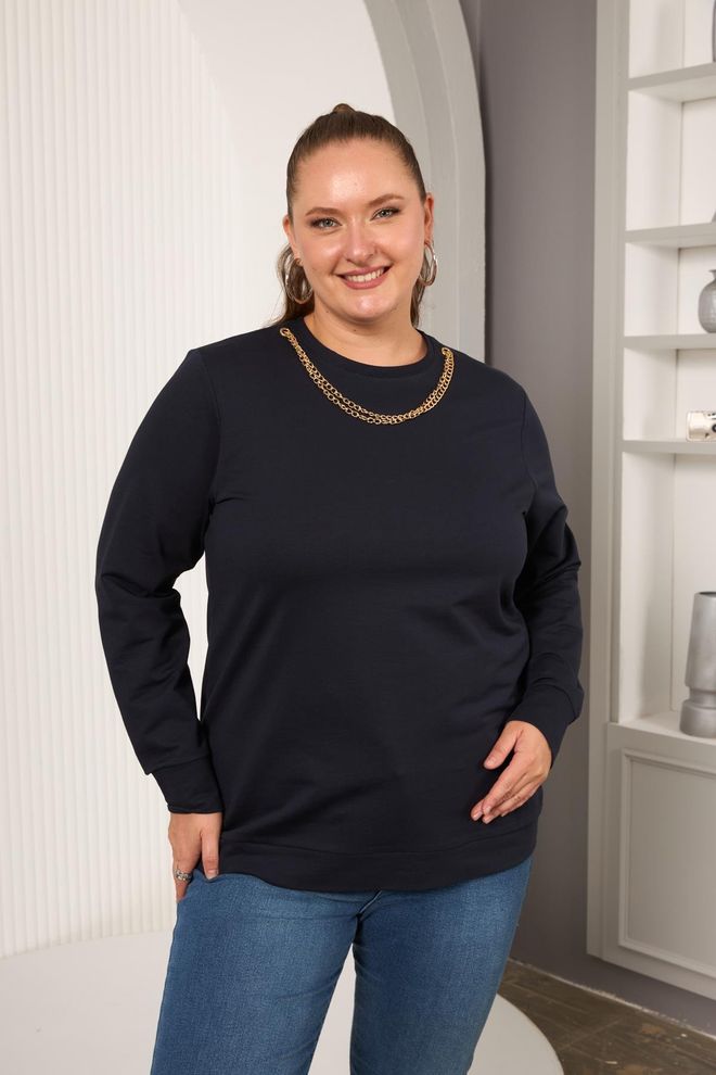 RMG Sweatshirt Azul marinho Casual Tamanho Grande Roupa De Rua Roupas por atacado Tamanho grande