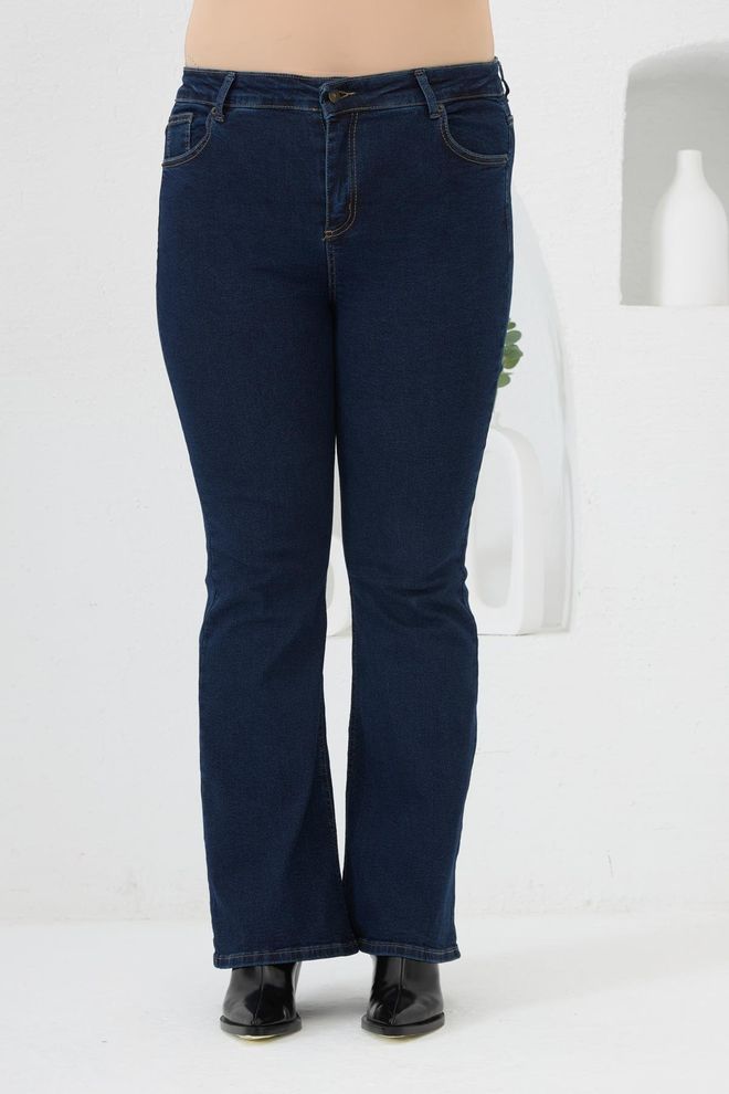 RMG Jeans Blu Casual Taglia Forte Per Mamme Lungo Con Gamba Svasata Abbigliamento all'ingrosso Taglia forte