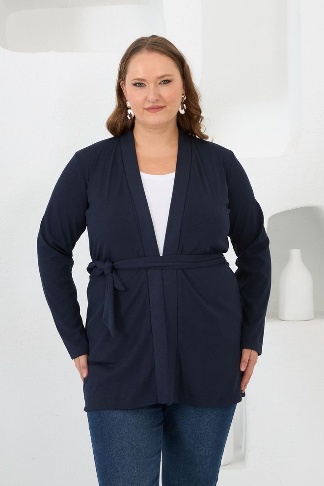 RMG Casuale Taglia Forte Elegante Blu Navy Cardigan Abbigliamento all'ingrosso Taglia forte