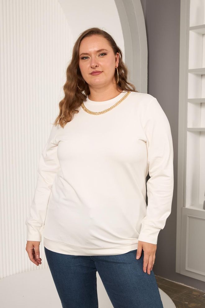 RMG Sweatshirt Branco Tamanho Grande Roupas por atacado Tamanho grande