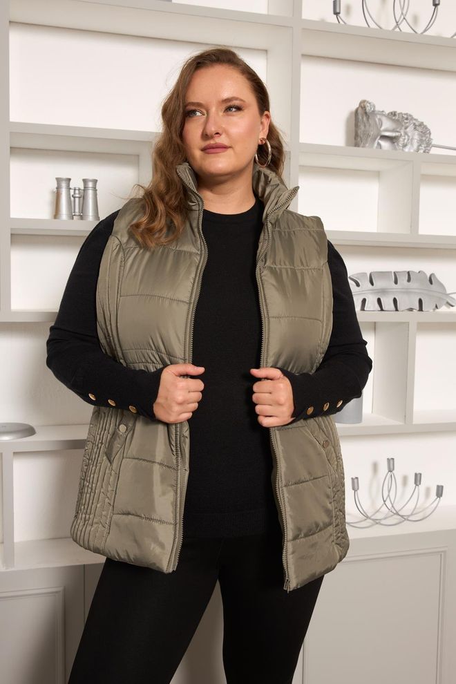 RMG Χακί Μεγάλα Μεγέθη Casual Αμάνικο Μπλουζάκι Χονδρικό εμπόριο ενδυμάτων Μεγάλα μεγέθη