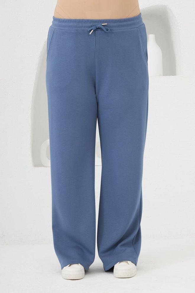 RMG Blauw Joggingbroek Jogger Met Wijde Pijp En Koord Groothandel Kleding Grote Maten