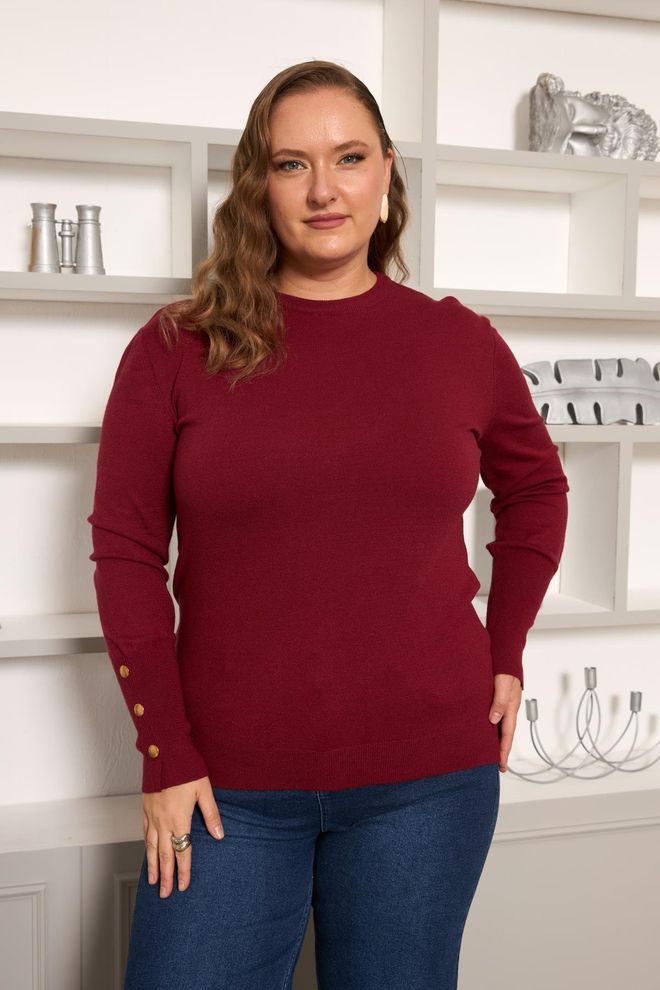 RMG Pulover Roșu Bordo Mărime Mare Casual Elegant Îmbrăcăminte cu ridicata Mărime mare