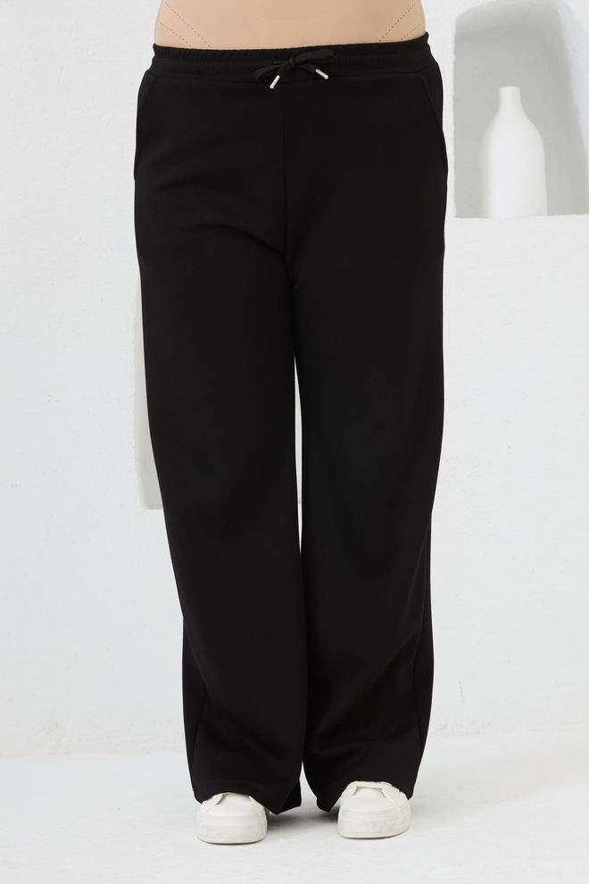 RMG Zwart Joggingbroek Jogger Met Wijde Pijp En Koord Groothandel Kleding Grote Maten