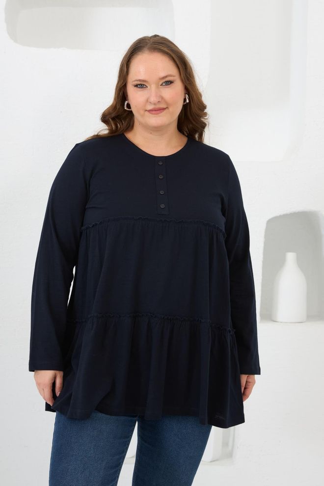 RMG Blu Navy Casuale Taglia Forte Tunica Abbigliamento all'ingrosso Taglia forte