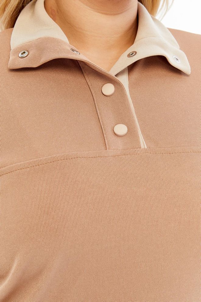 RMG Beige Casual Plus Size Sweatshirt Wholesale Clothing Lounge