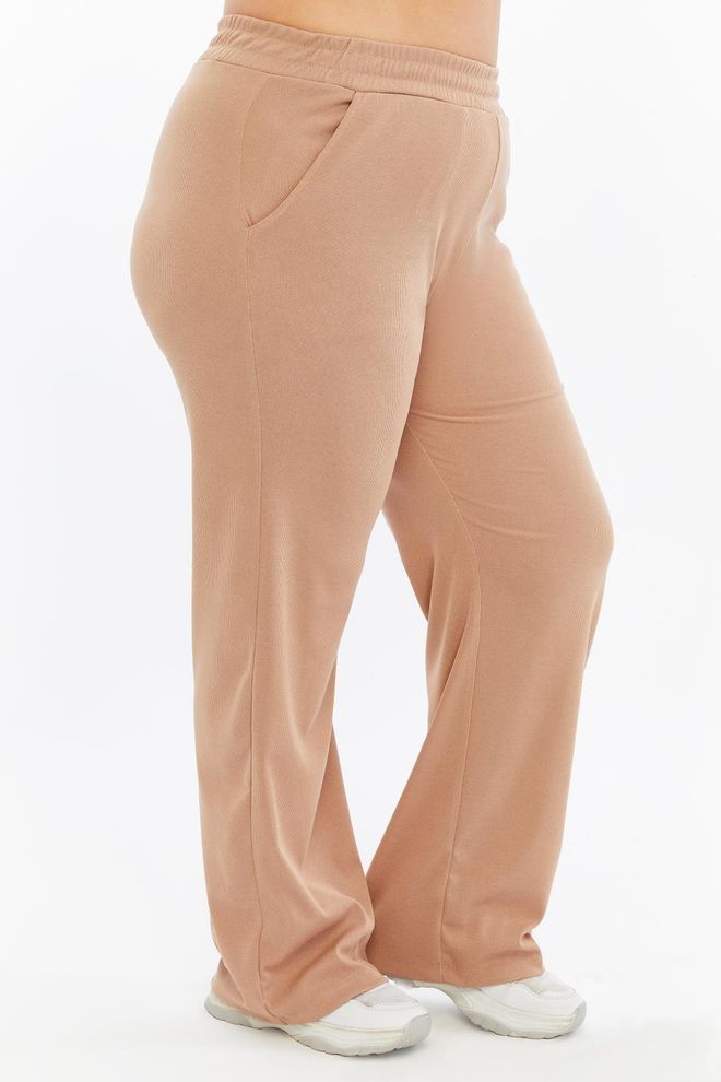 RMG Beige Sweatpants Jogger Wide Leg Pull On Wholesale Clothing 1