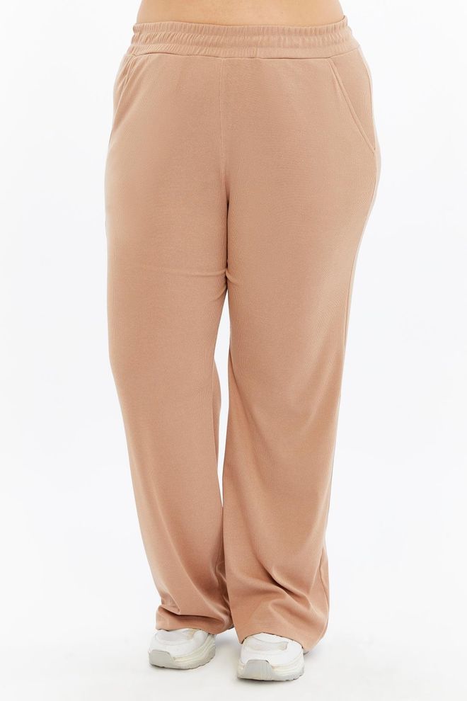 RMG Beige Pantaloni Tuta Jogger Gamba Larga Infilabile Abbigliamento all'ingrosso Taglia forte