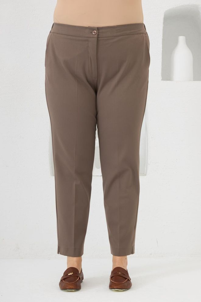 RMG Καφέ Tapered/Carrot Παντελόνι Με Μέτρια Μέση Χονδρικό εμπόριο ενδυμάτων Μεγάλα μεγέθη