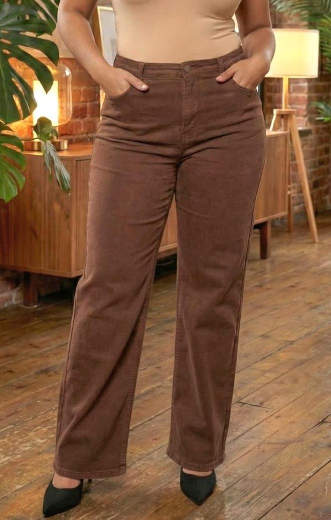RMG Brown Casual Plus Size Mom Jeans Wholesale Clothing Plus Size
