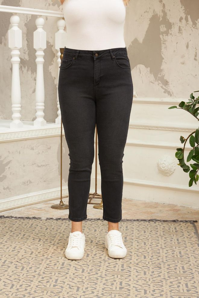 RMG Black Casual Streetwear Mom Jeans Wholesale Clothing Plus Size