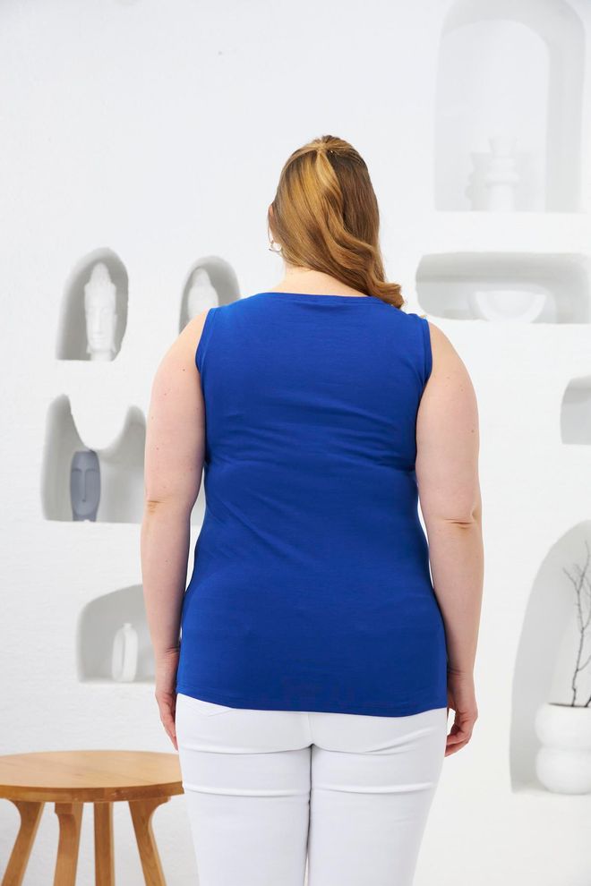 RMG Blue Casual Plus Size Slim Fit Tshirt Wholesale Clothing Casual