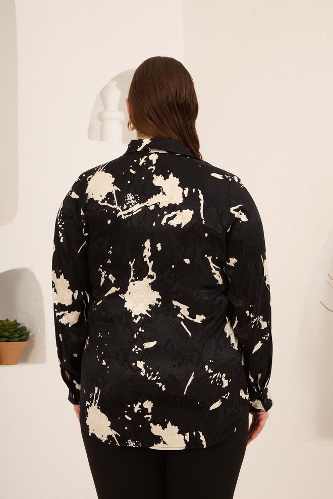 RMG Black Plus Size Casual Formal Shirt Wholesale Clothing Spring