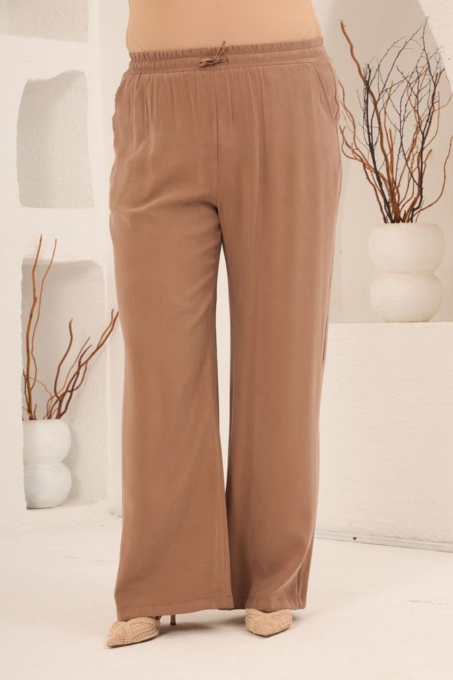 RMG Браон Лежерне Скромне Палаззо Панталоне Велепродаја одеће Плус Сизе