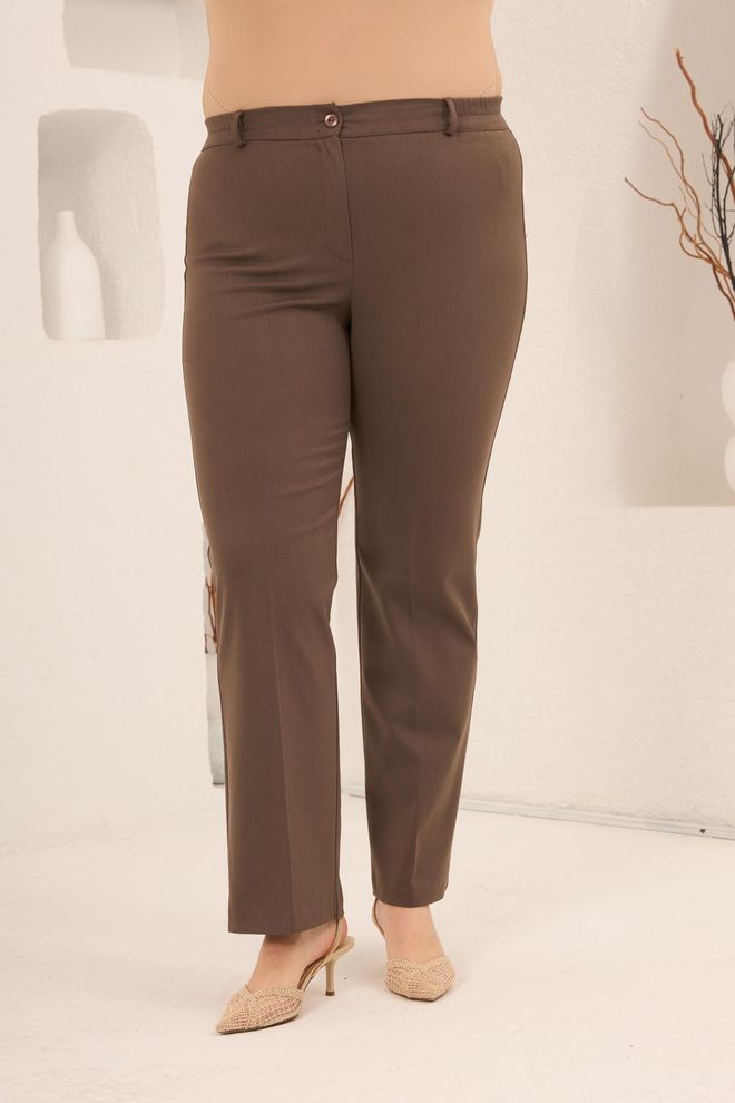 RMG Brown Plus Size Elegant Formal Pants Wholesale Clothing Work