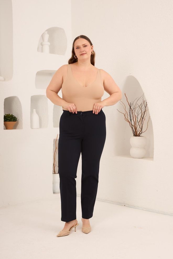 RMG Black Mom Pants Formal Elegant Plus Size Wholesale Clothing Casual