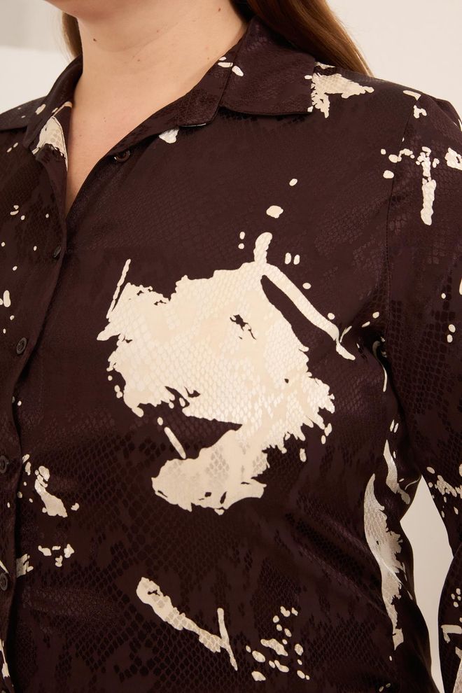 RMG Brown Plus Size Elegant Shirt Wholesale Clothing 1