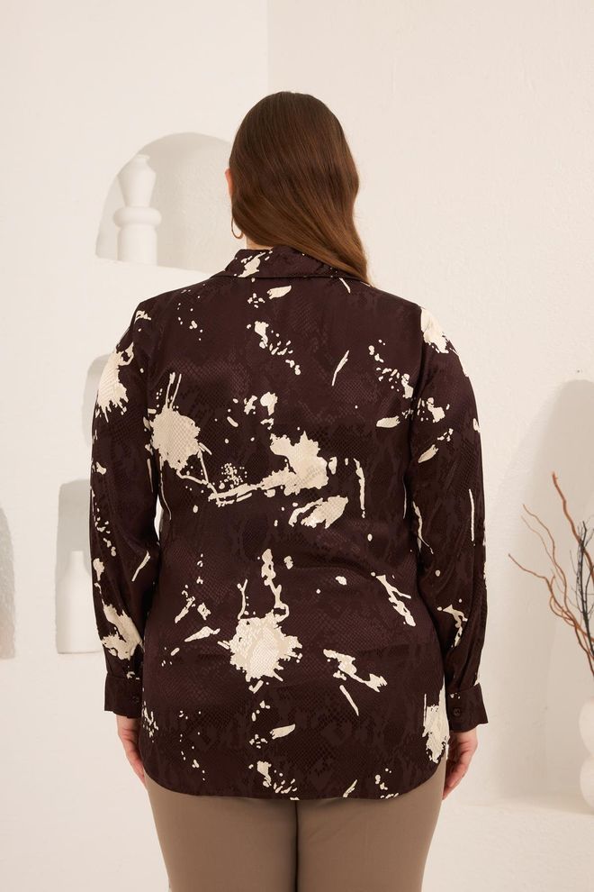 RMG Brown Plus Size Elegant Shirt Wholesale Clothing Casual