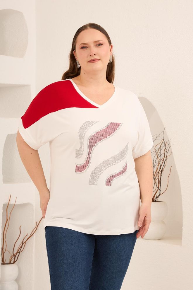 RMG Ασπρο T shirt Μεγάλα Μεγέθη Casual Αθλητικό Χονδρικό εμπόριο ενδυμάτων Μεγάλα μεγέθη