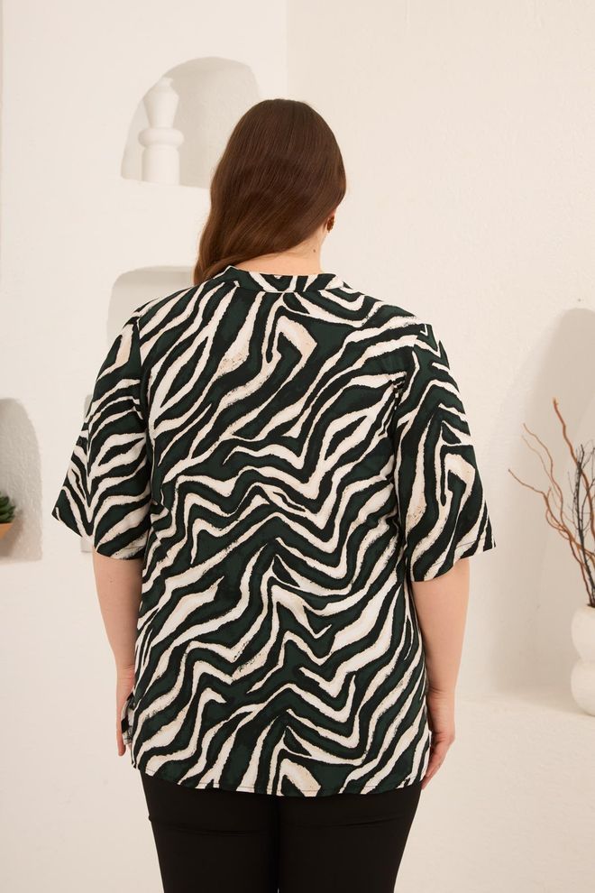 RMG Plus Size Black Zebra Print Shirt Wholesale Clothing Spring