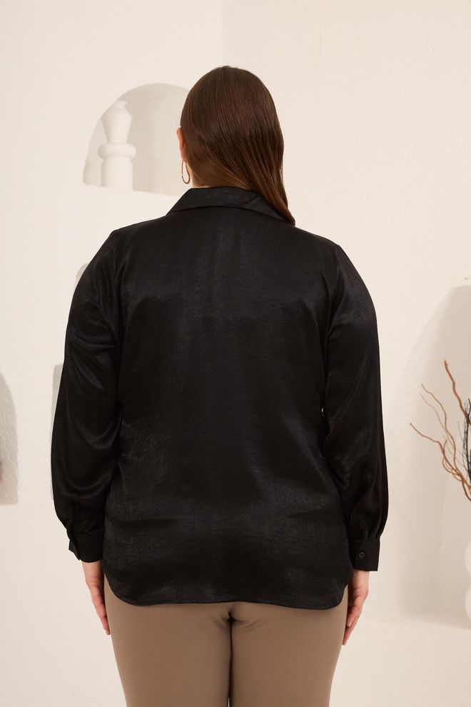 RMG Black Plus Size Formal Elegant Casual Shirt Wholesale Clothing Casual