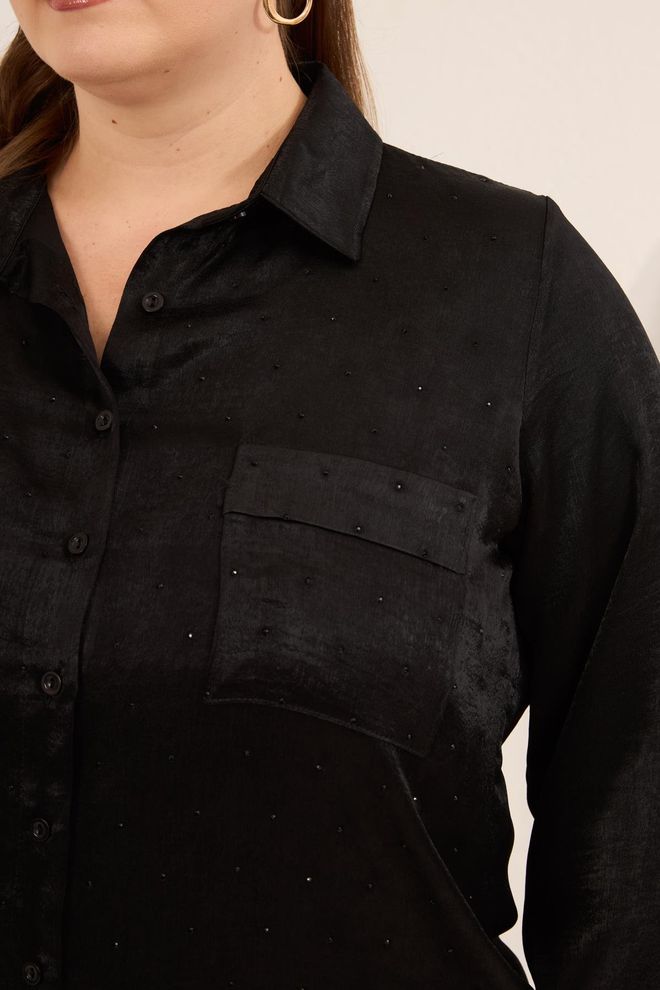 RMG Black Plus Size Formal Elegant Casual Shirt Wholesale Clothing 1