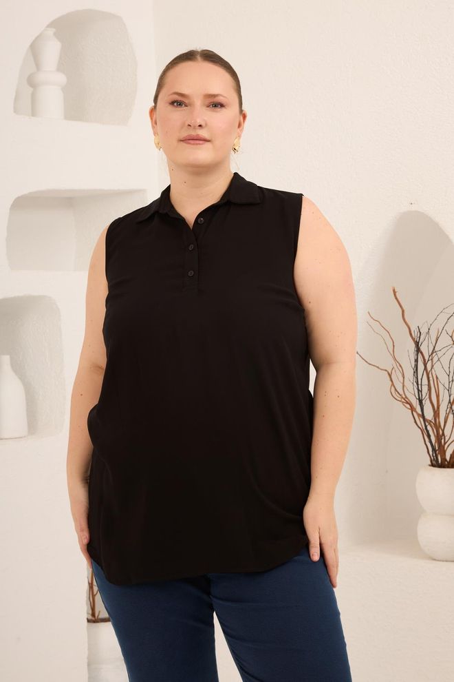 RMG Μαύρη Μπλούζα Μεγάλου Μεγέθους Casual Απλή Χονδρικό εμπόριο ενδυμάτων Μεγάλα μεγέθη