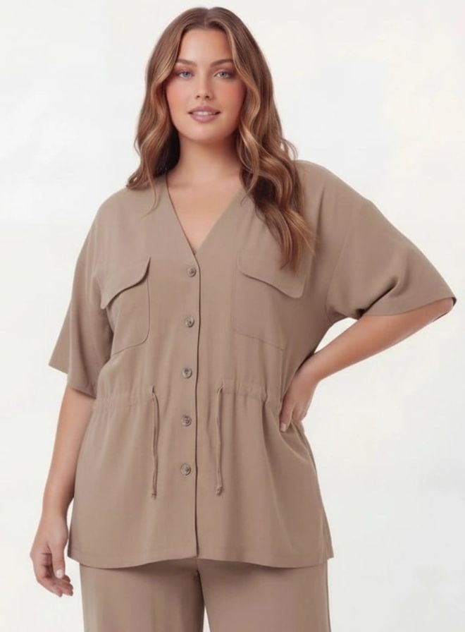 RMG Беж Комплет Елегантан Плус Сајз Палацо Велепродаја одеће Плус Сизе