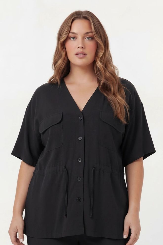 RMG Комплет Црн Плус Сизе Елегантан Palazzo Велепродаја одеће Плус Сизе