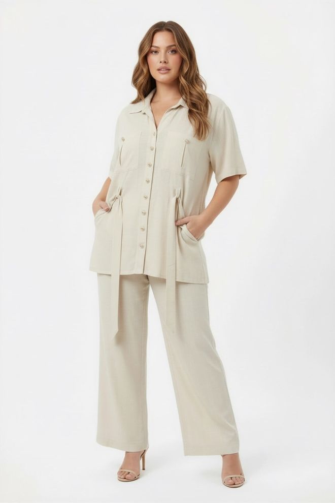 RMG Беж Формални Елегантан Комплет Велепродаја одеће Плус Сизе