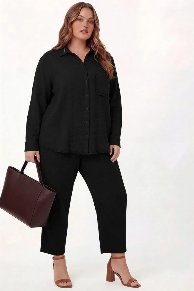 RMG Crna Ležerna Elegantna Majica Veći Brojevi Veleprodaja odjeće Skroman