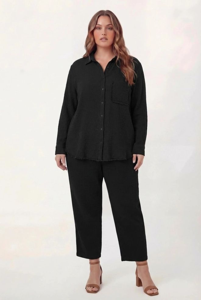 RMG Crna Ležerna Elegantna Majica Veći Brojevi Veleprodaja odjeće Proljeće