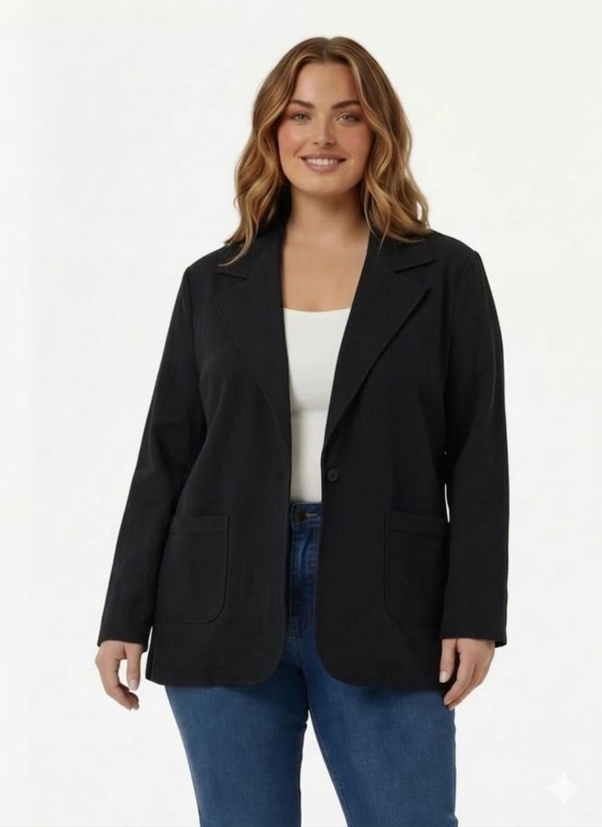 RMG Црн Сингле Бреастед Блазер Јакна Велепродаја одеће Плус Сизе