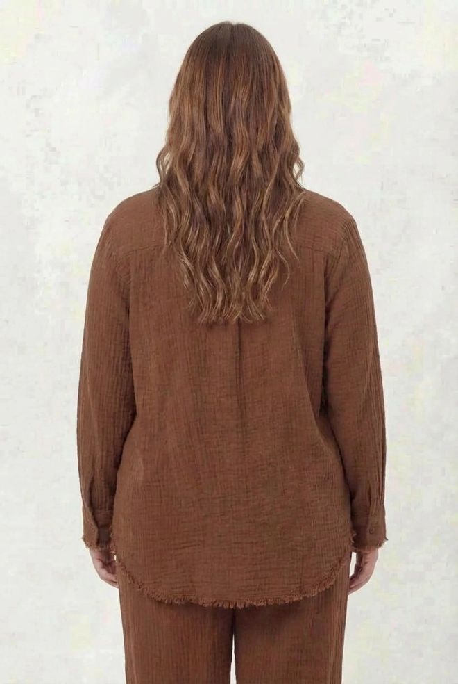 RMG Brown Casual Plus Size Shirt Wholesale Clothing 5