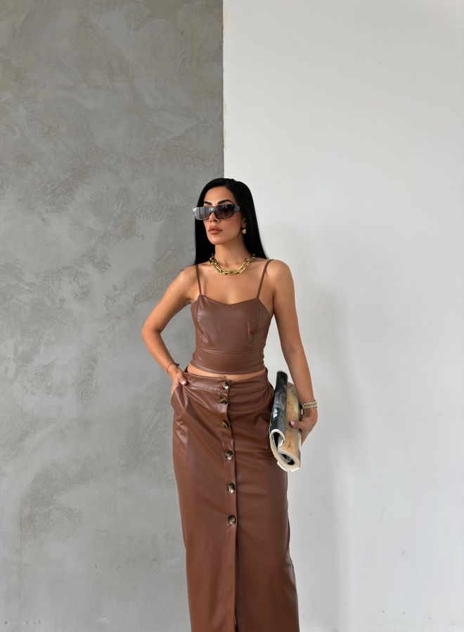 Radica Fashion Cultivo De Copa De Cuero Marrón Ropa al por mayor Elegante