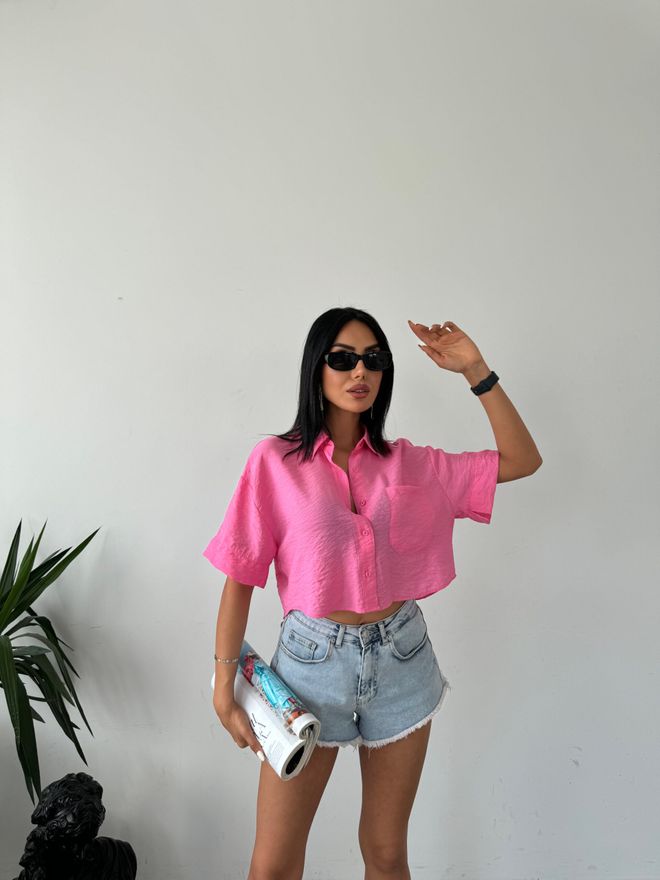 Radica Fashion Camisa Corta De Tela Tencel Rosa Ropa al por mayor Casual