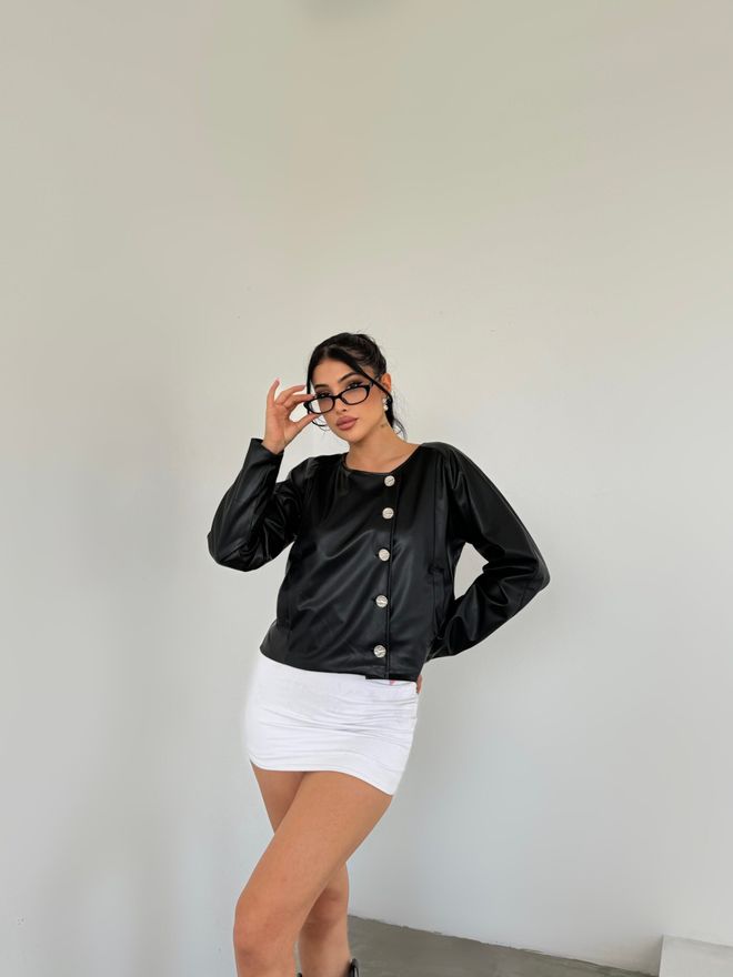 Radica Fashion Chaqueta De Cuero Cruzada Negra Ropa al por mayor Casual