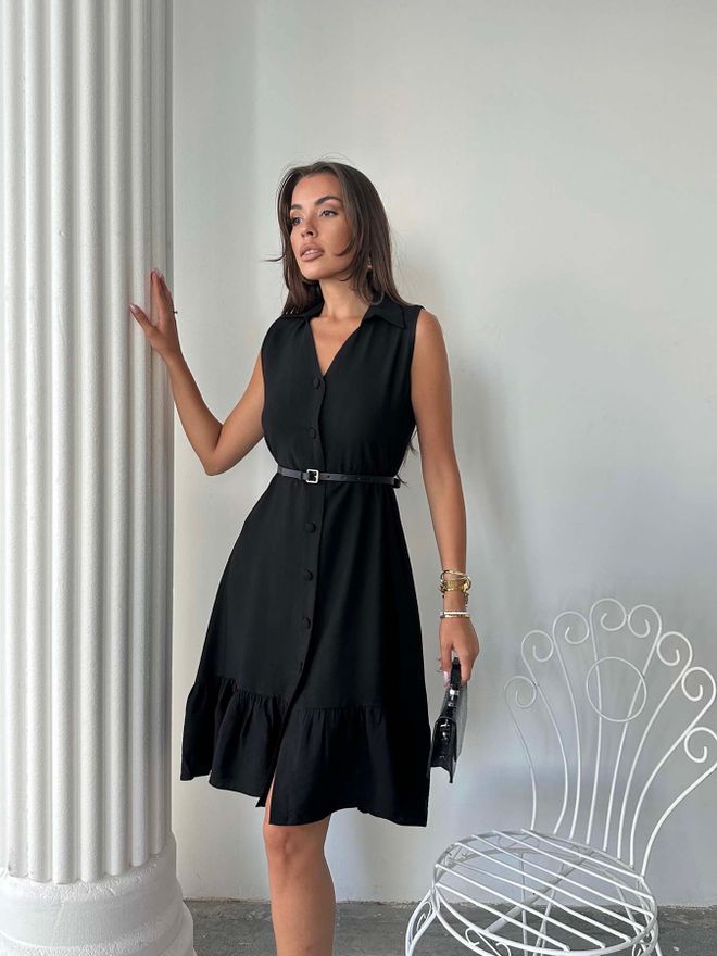 Radica Fashion فستان أسود صالح ومضيئة بطول الركبة ملابس بالجملة 1