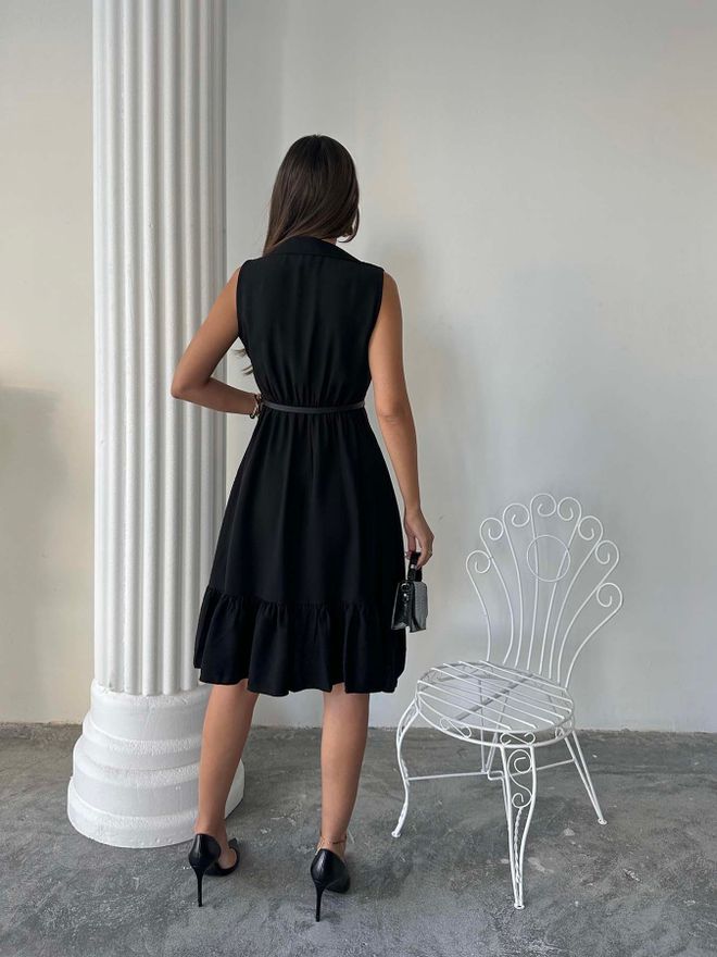 Radica Fashion فستان أسود صالح ومضيئة بطول الركبة ملابس بالجملة ربيع