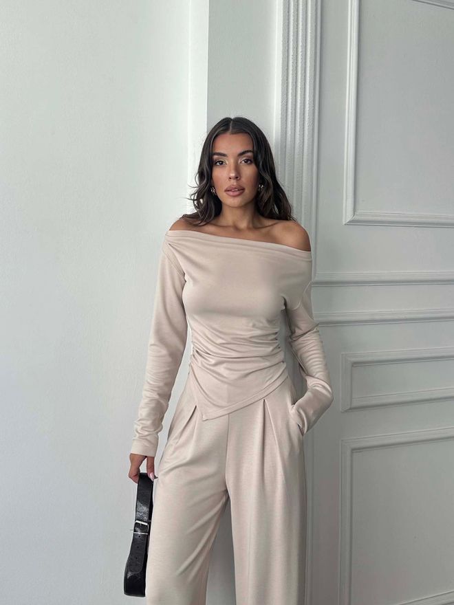 Radica Fashion Smėlio Rinkinys Kasdienis Elegantiškas Palazzo Plataus Kojų Didmeninė prekyba drabužiais 1