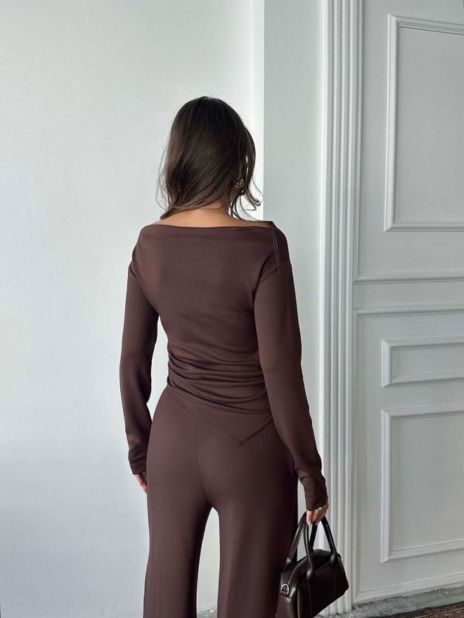Radica Fashion Súprava Hnedá Neformálny Elegantný Palazzo Na Natiahnutie Veľkoobchod s oblečením Jar