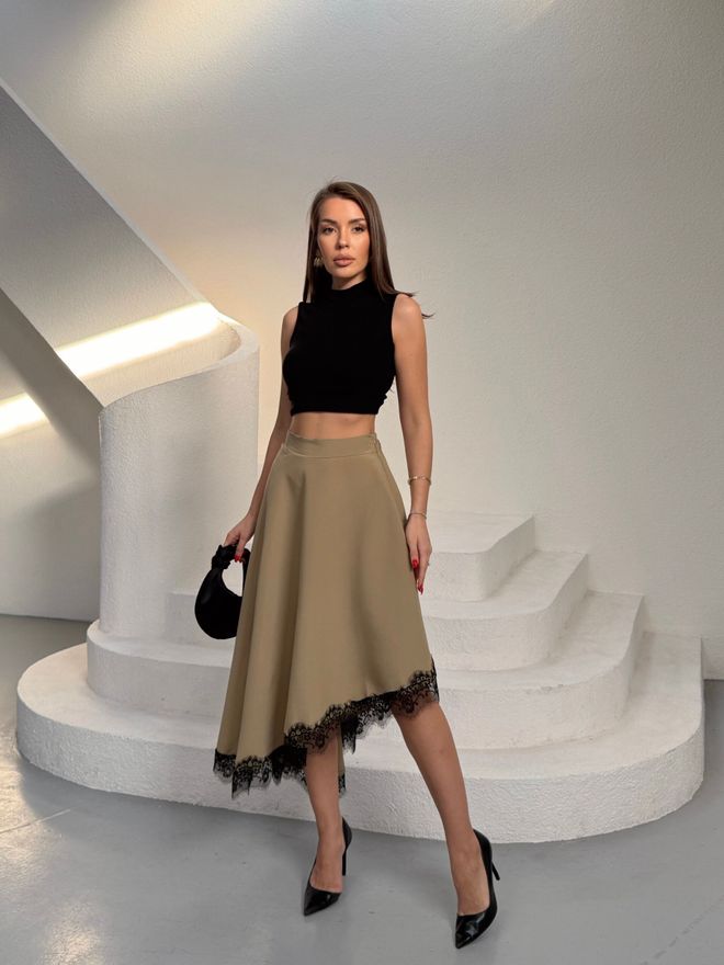 Radica Fashion Fustă Midi Asimetrică Elegantă Kaki Îmbrăcăminte cu ridicata Sexy