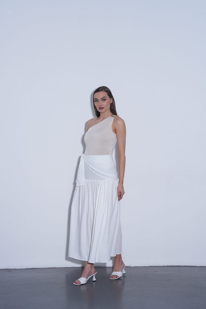 Radica Fashion Белая Бохо Элегантная Повседневная Макси Юбка С Галстуком Оптовая продажа одежды Повседневный